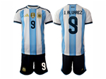 Argentina 2026 Home Blue/White Soccer Jersey with #9 J.Alvarez printing