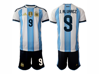 Argentina 2026 Home Blue/White Soccer Jersey with #9 J.Alvarez printing