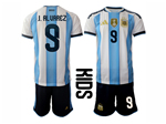 Argentina 2026 Youth Home Blue/White Soccer Jersey with #9 J.Alvarez printing
