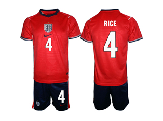 England 2026 Away Red Soccer Jersey with #4 Rice Printing