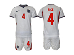 England 2026 Home White Soccer Jersey with #4 Rice Printing