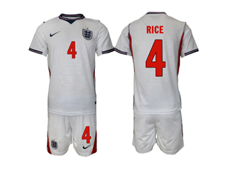 England 2026 Home White Soccer Jersey with #4 Rice Printing