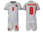 England 2026 Home White Soccer Jersey with #8 Anderson Printing