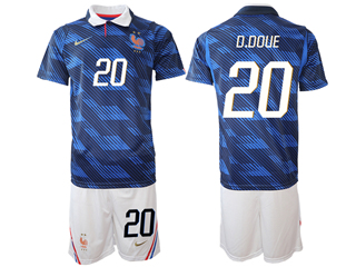 France 2026 Home Blue Soccer Jersey with #20 D.Doue Printing