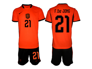 Netherlands 2026 Home Orange Soccer Jersey with #21 F.de Jong Printing