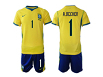 Brazil 2026 Home Gold Soccer Jersey with #1 A.Becker Printing