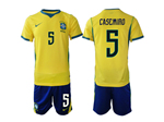 Brazil 2026 Home Gold Soccer Jersey with #5 Casemiro Printing