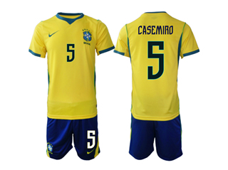 Brazil 2026 Home Gold Soccer Jersey with #5 Casemiro Printing