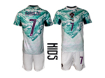 Portugal 2026 Youth Away White Soccer Jersey with #7 Ronaldo Printing