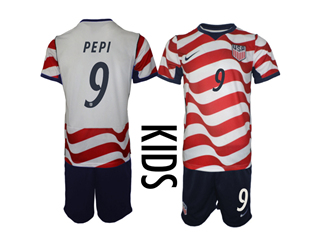 USA 2026 Youth Home White Soccer Jersey with #9 Pepi Printing